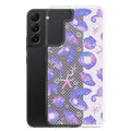 Showcasing the Sea Princess Samsung® Clear Case with vibrant seashells and sparkles for stylish phone protection.