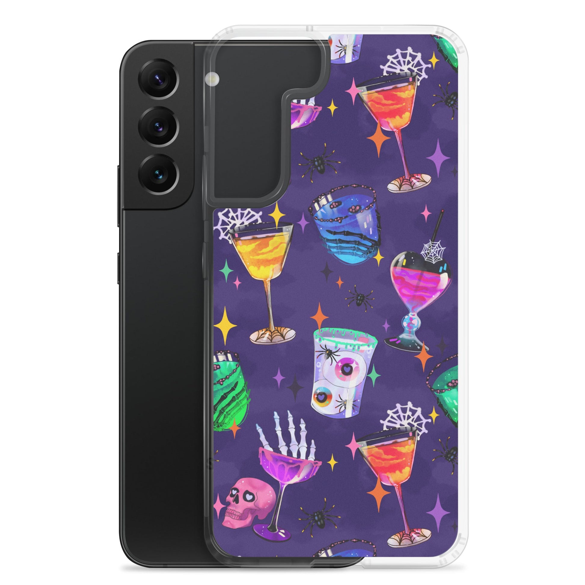 Protect your phone with the stylish Monster Party Samsung® Clear Case featuring vibrant drink and spooky designs.