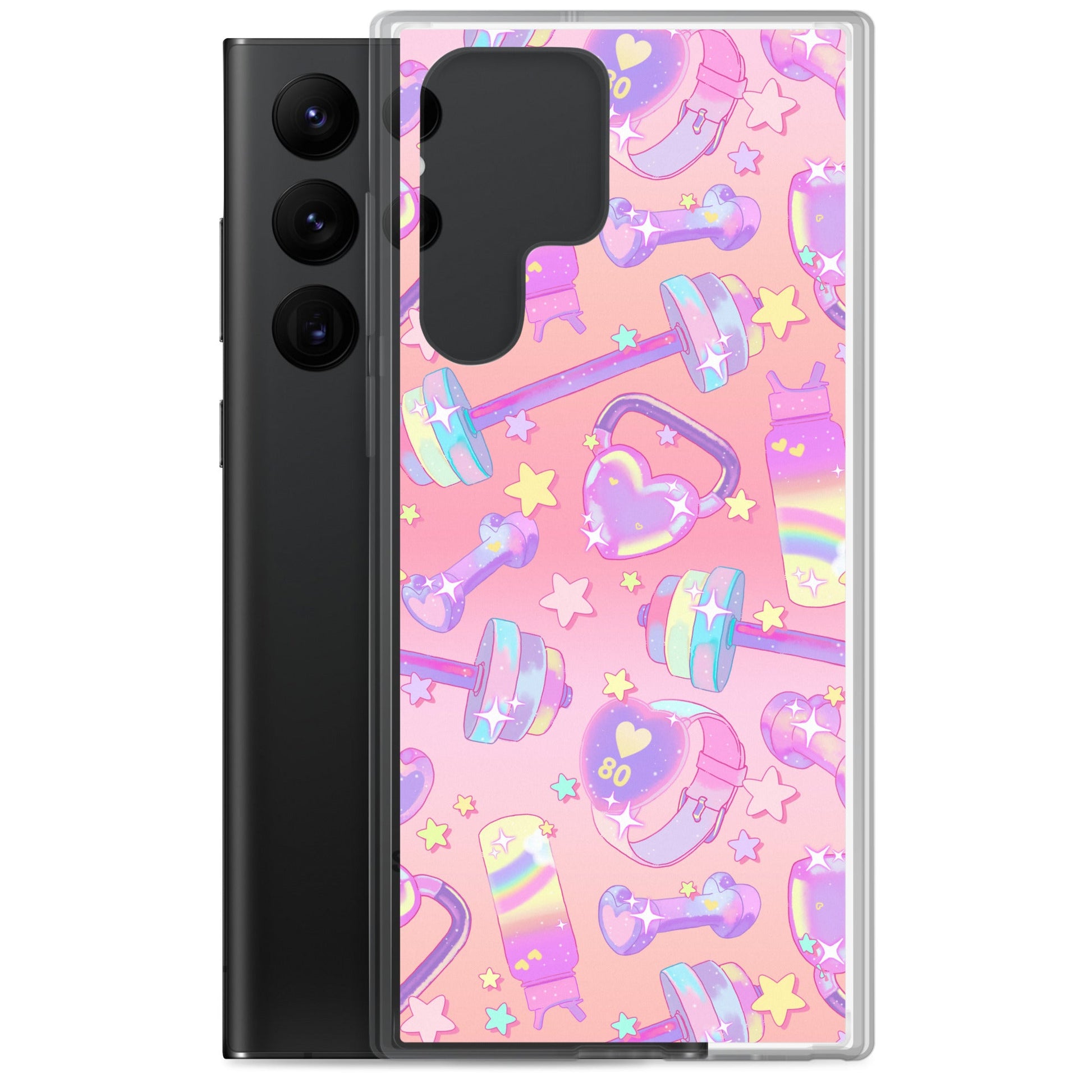 Sleek Glitter Gains Samsung® Clear Case with vibrant design protects your phone from scratches and dirt. Perfect fit!