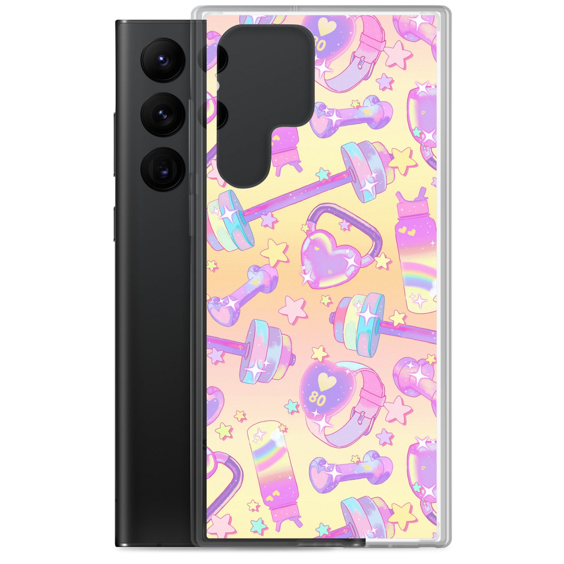 Sleek Glitter Gains Samsung® Clear Case with vibrant design, protecting your phone from scratches and dust.