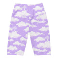 High-waisted Cloudy Sky Biker Shorts feature a soft purple design, perfect for versatile outfits and all-day comfort.