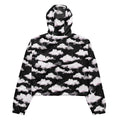 Lightweight and waterproof, the Cloudy Sky cropped windbreaker features a stylish cloud print, perfect for outdoor adventures.