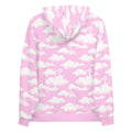 Soft pink Cloudy Sky Hoodie featuring fluffy white clouds, perfect for dreamy and comfortable style.
