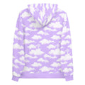 Soft purple Cloudy Sky Hoodie featuring a dreamy cloud print, perfect for cozy comfort and stylish looks.