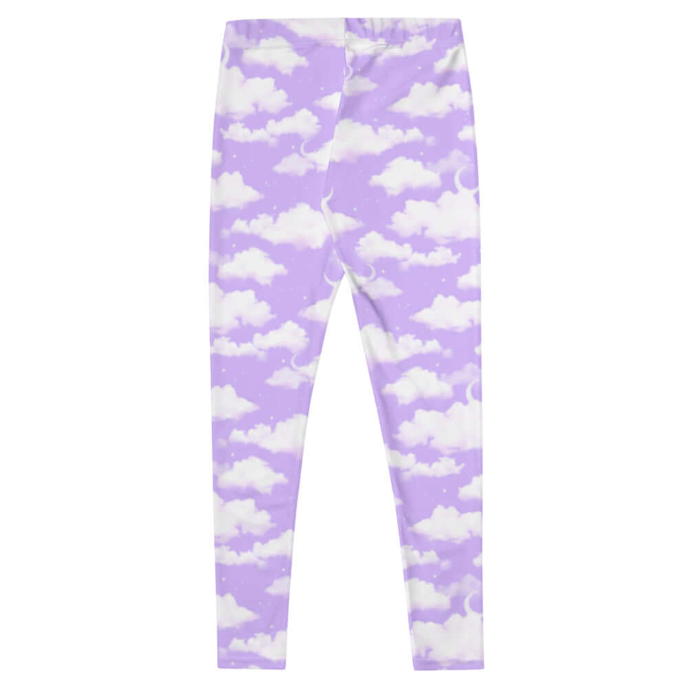 Stylish Cloudy Sky Leggings in a dreamy purple gradient, perfect for gym or casual outings.