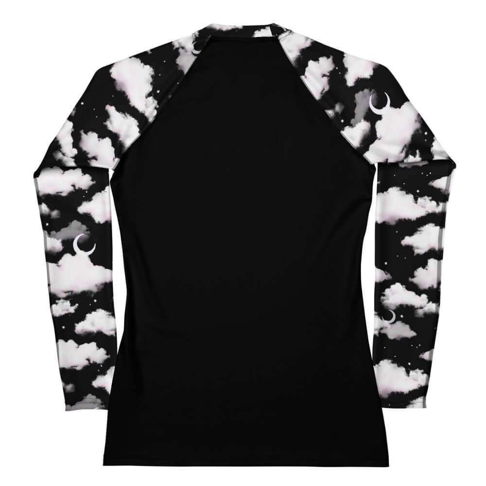 Long-sleeve Cloudy Sky Rash Guard featuring a stylish cloud design, perfect for active outdoor sports and sun protection.