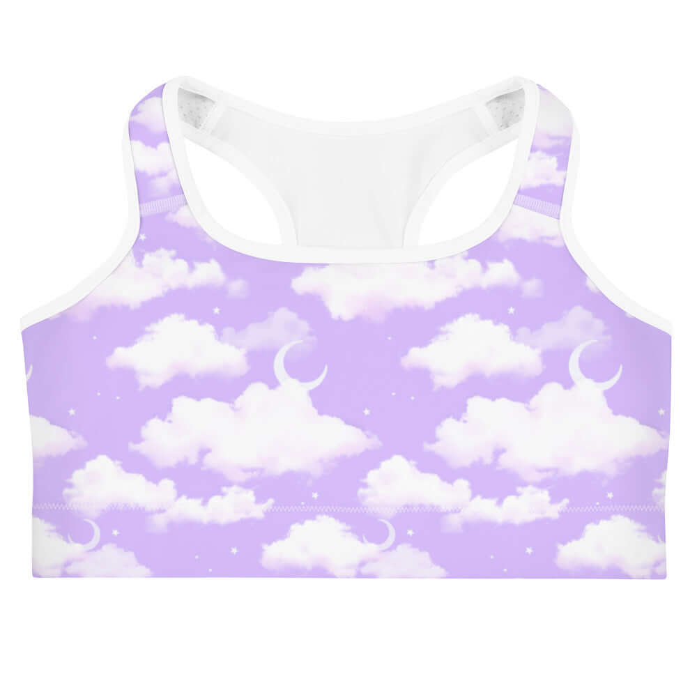 Stylish Cloudy Sky Sports bra featuring a dreamy cloud design, perfect for yoga and staying comfortable.