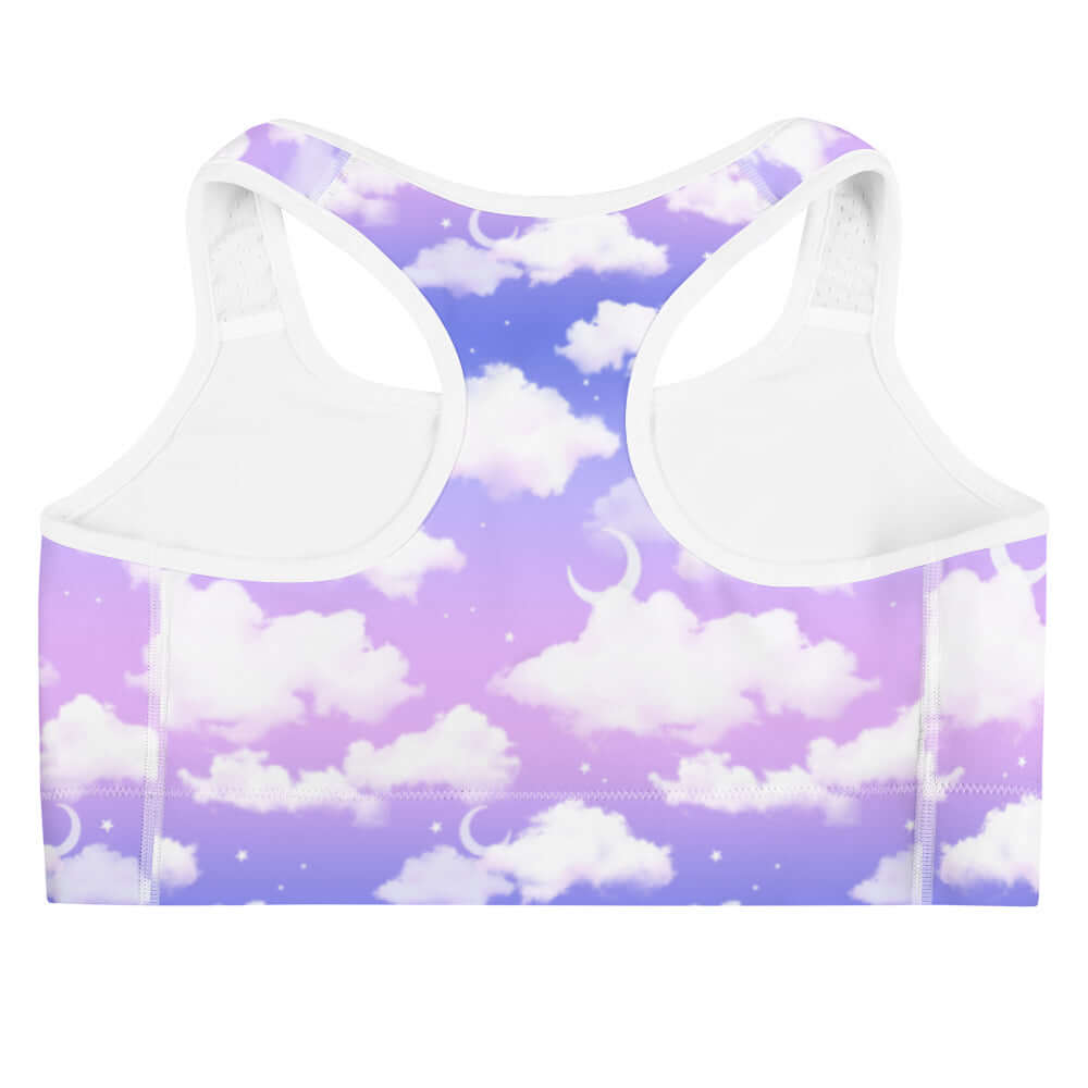Stylish Cloudy Sky Sports bra featuring a dreamy cloud design, perfect for yoga and workouts.
