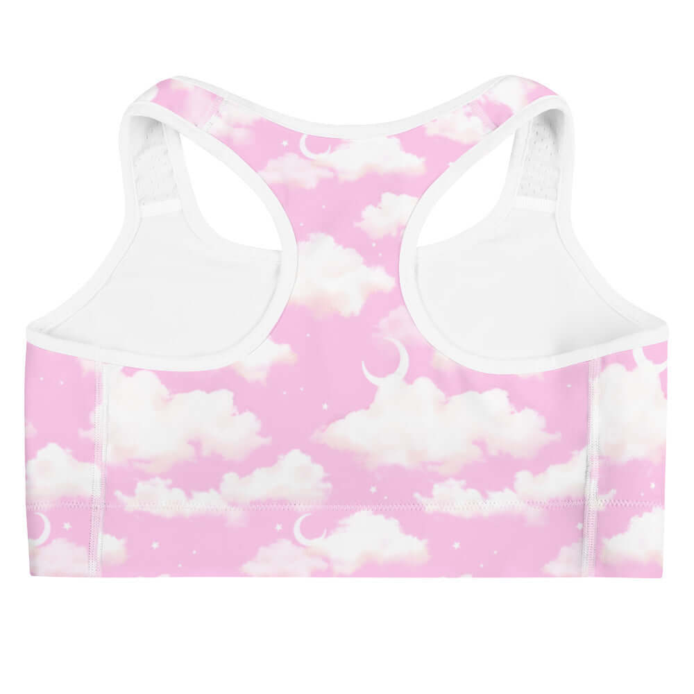 Stylish Cloudy Sky Sports bra with a dreamy cloud pattern, perfect for yoga and workouts at any intensity.