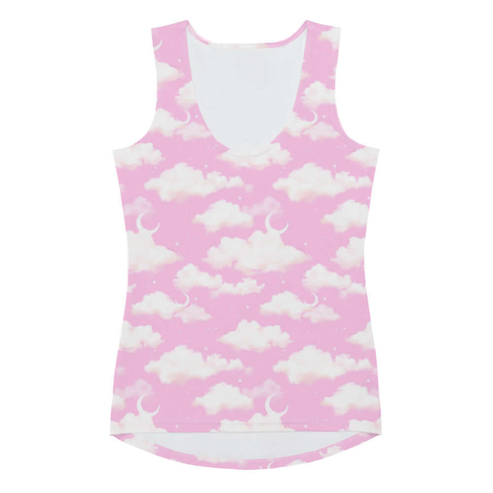 Soft and stylish, the Cloudy Sky Tank Top features a dreamy cloud design, perfect for summer adventures.