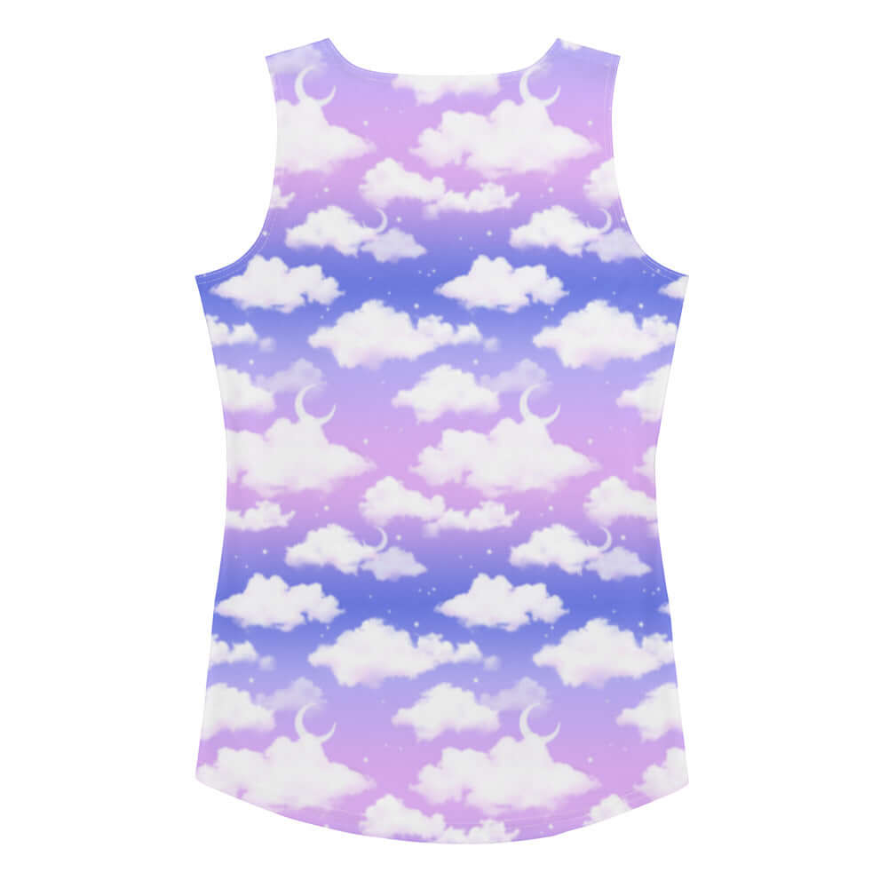 Stylish Cloudy Sky Tank Top featuring soft fabric and a unique cloud design, perfect for summer outfits.