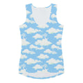 The Cloudy Sky Tank Top features a dreamy cloud pattern, perfect for summer outfits and workouts.