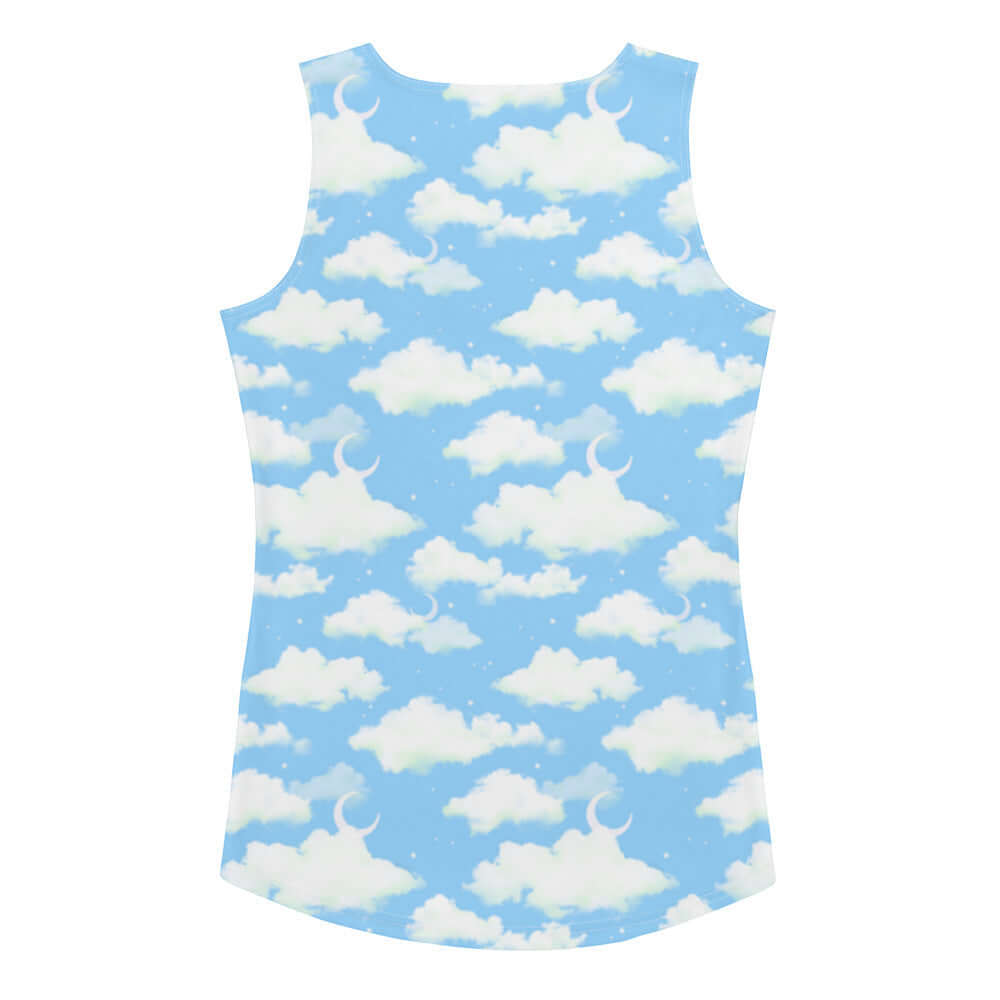 Stylish Cloudy Sky Tank Top featuring a soft fabric and a dreamy cloud pattern, perfect for summer outfits.