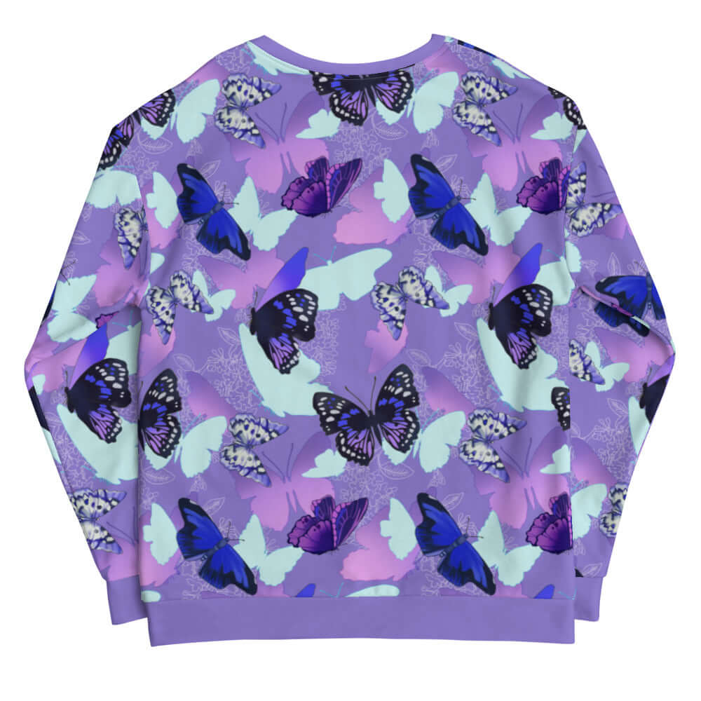 Colorful Butterfly Sweatshirt featuring vibrant butterfly designs, perfect for a unique and cozy look.