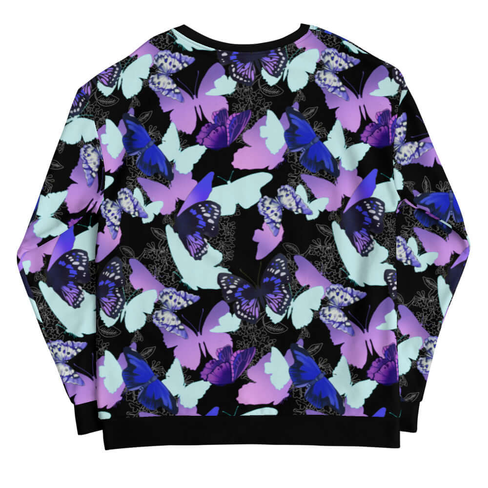 Colorful Butterfly Sweatshirt featuring vibrant butterfly silhouettes, perfect for unique style and comfort.