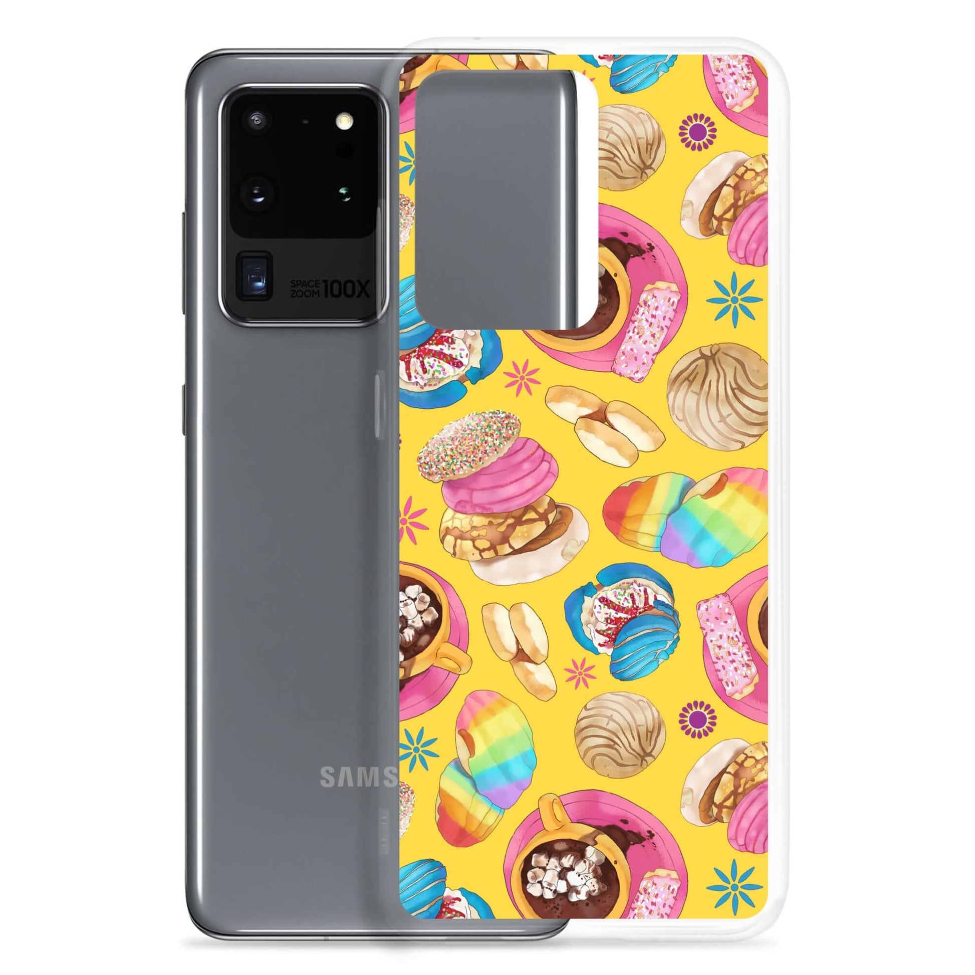 Colorful Pan Dulce Samsung® Clear Case features a fun dessert design, protecting your phone stylishly and securely.