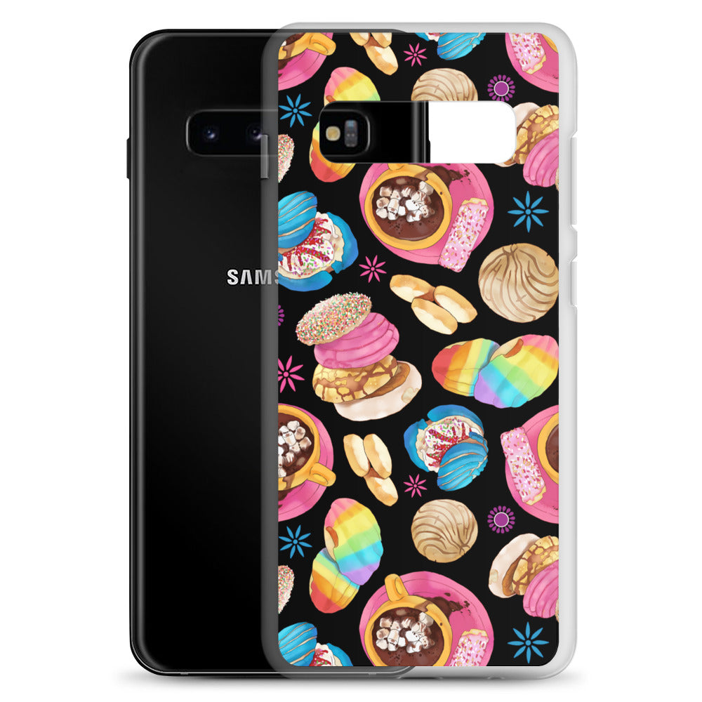 Colorful Pan Dulce Samsung® Clear Case featuring vibrant baked treats design, perfect protection for your phone.