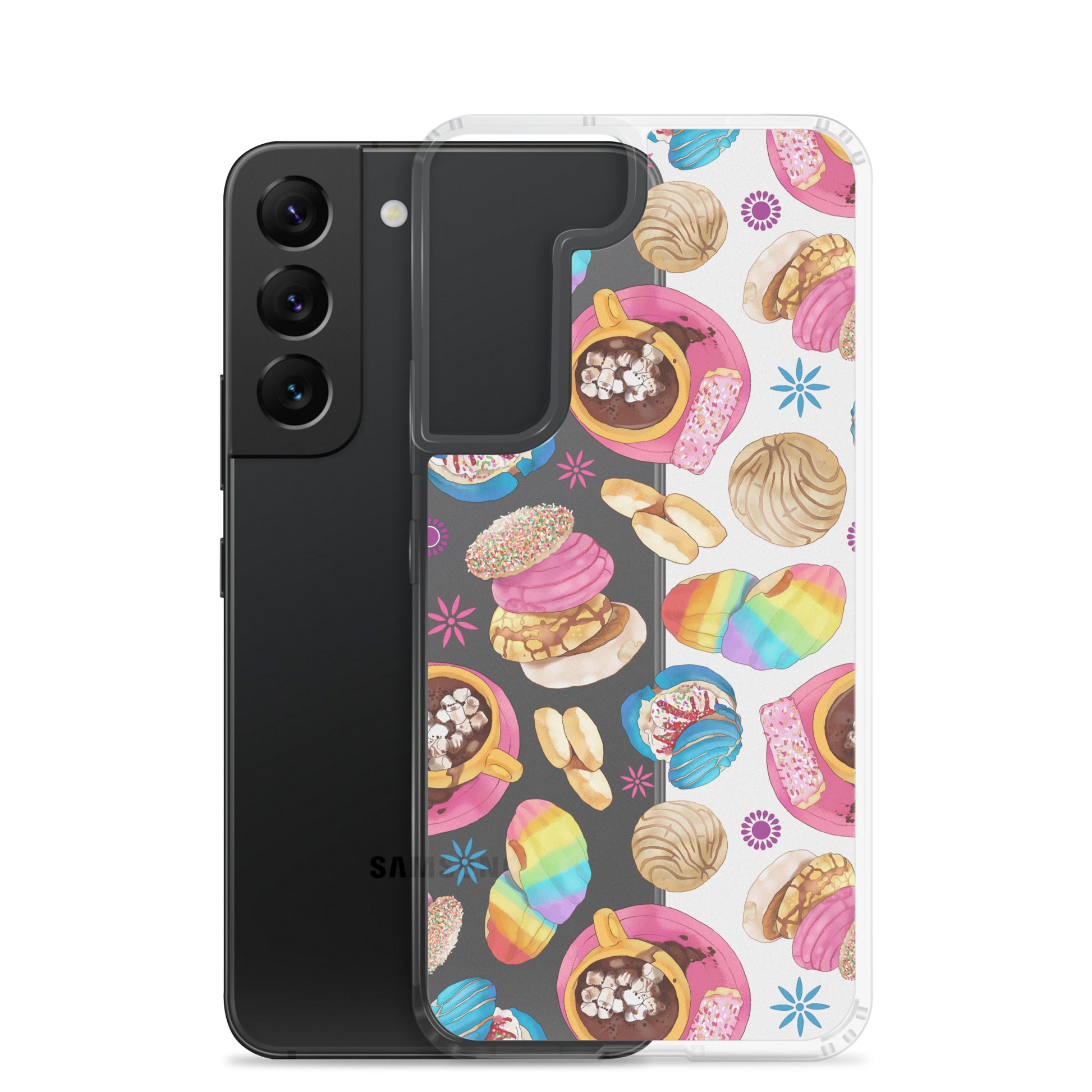 Colorful Pan Dulce Samsung® Clear Case protects your phone while showcasing delightful baked treats.