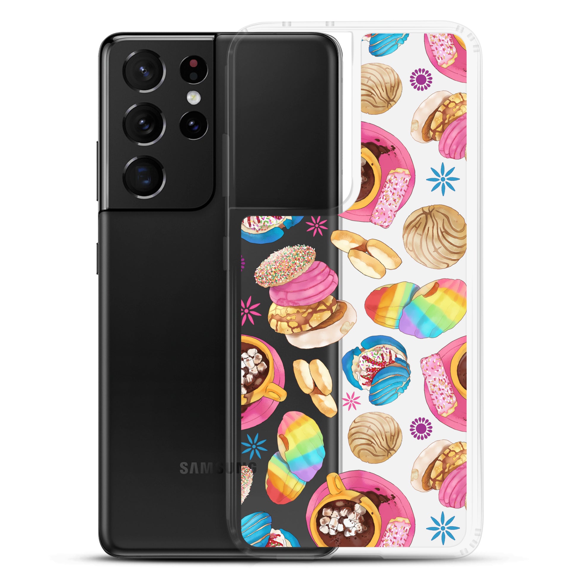 Bright and colorful Pan Dulce Samsung® Clear Case, perfect for protecting your phone while adding a fun touch.