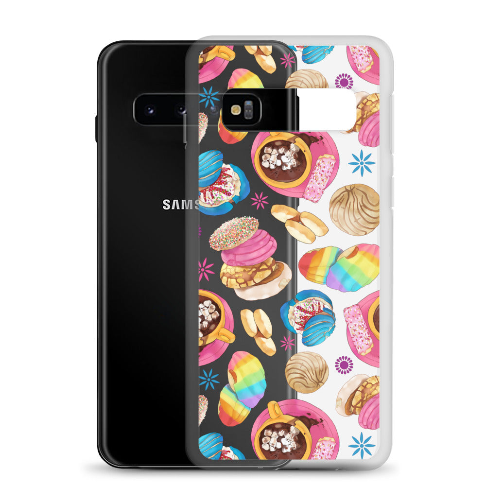 Colorful Pan Dulce Samsung® Clear Case featuring delicious baked treats, perfect for protecting your phone stylishly.