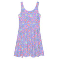 Colorful Space Skater Dress featuring a flared skirt and playful cosmic print, perfect for a kawaii look.