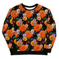 Vibrant Sugar Skull Sweatshirt featuring colorful designs, perfect for festive occasions and self-expression.