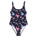 Cute Axolotl One-Piece Swimsuit featuring colorful axolotl designs, perfect for summer pool days or beach fun.