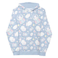 Cute Snow Bunny Hoodie featuring pastel bunnies and vibrant prints, perfect for cozy outfits and warm vibes.