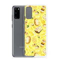 Lemon Samsung® Clear Case featuring vibrant lemon desserts and drinks, perfect for style and protection.