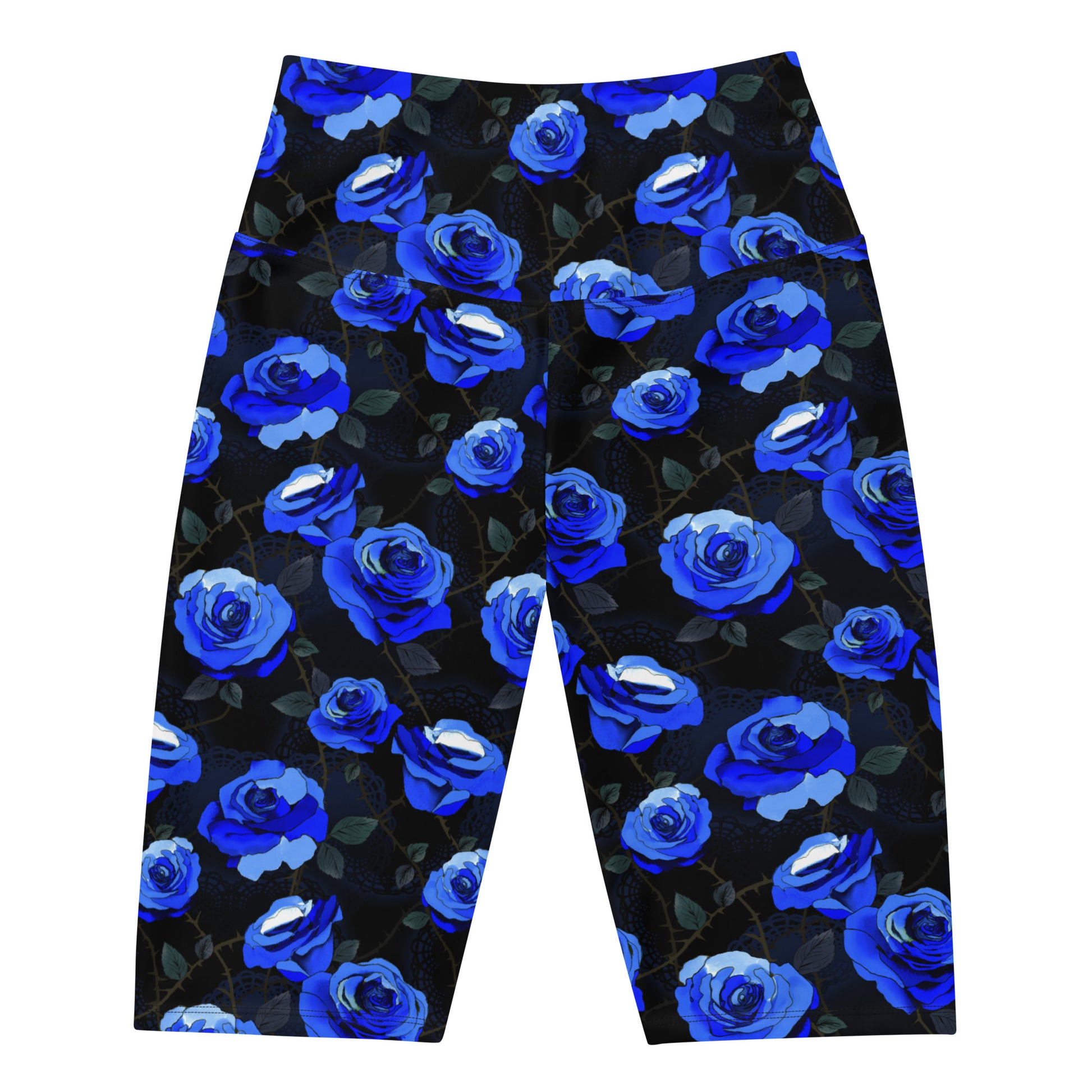 Soft and comfy Enchanted Rose Biker Shorts featuring a vibrant floral design, perfect for lounging or workouts.