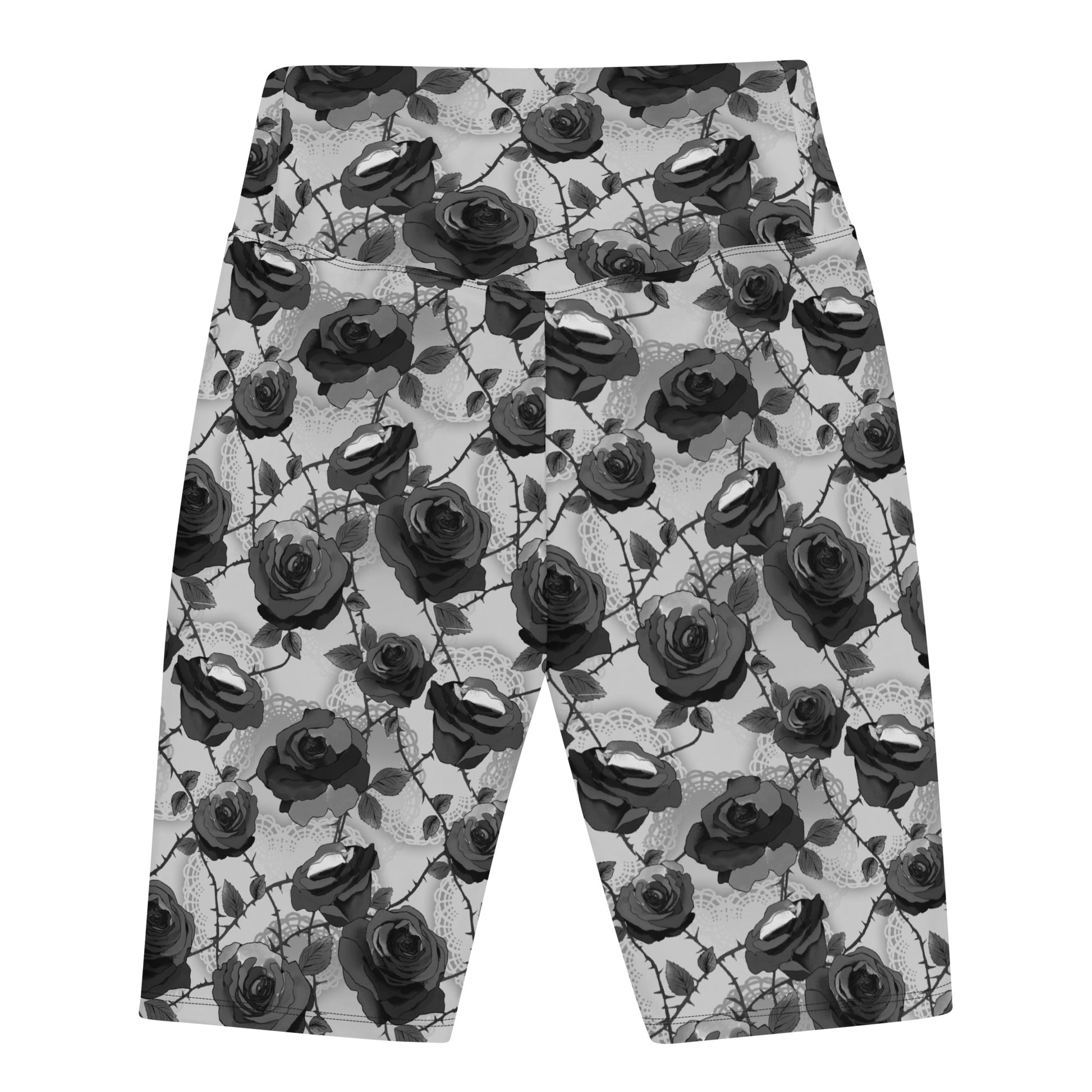 Stylish Enchanted Rose Biker Shorts featuring a floral print, perfect for lounging or active wear.