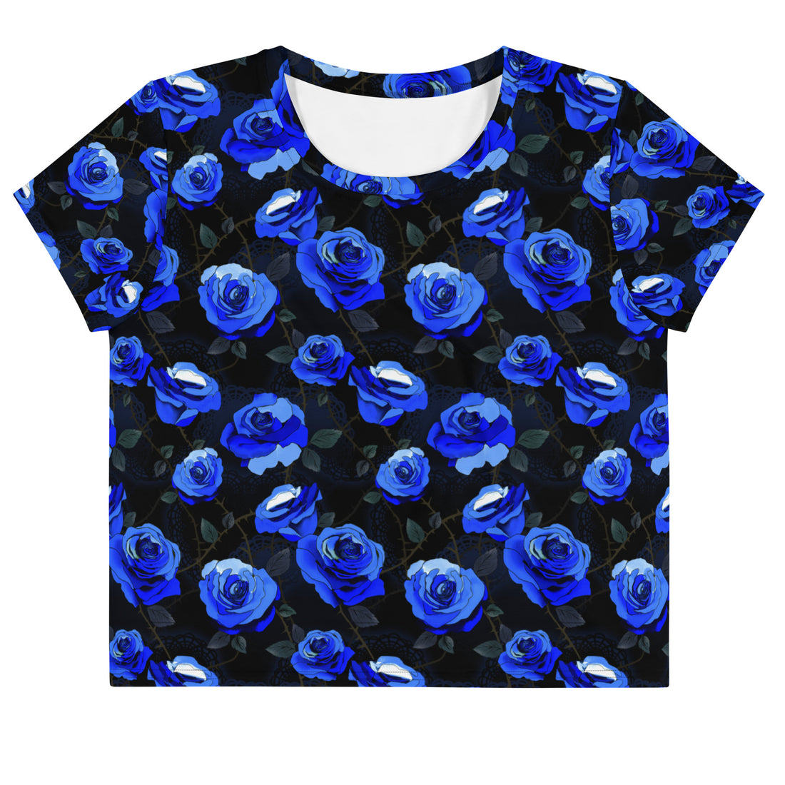 Stylish Enchanted Rose Crop Top features vibrant floral patterns, perfect for any outfit. Ideal for all-day wear!