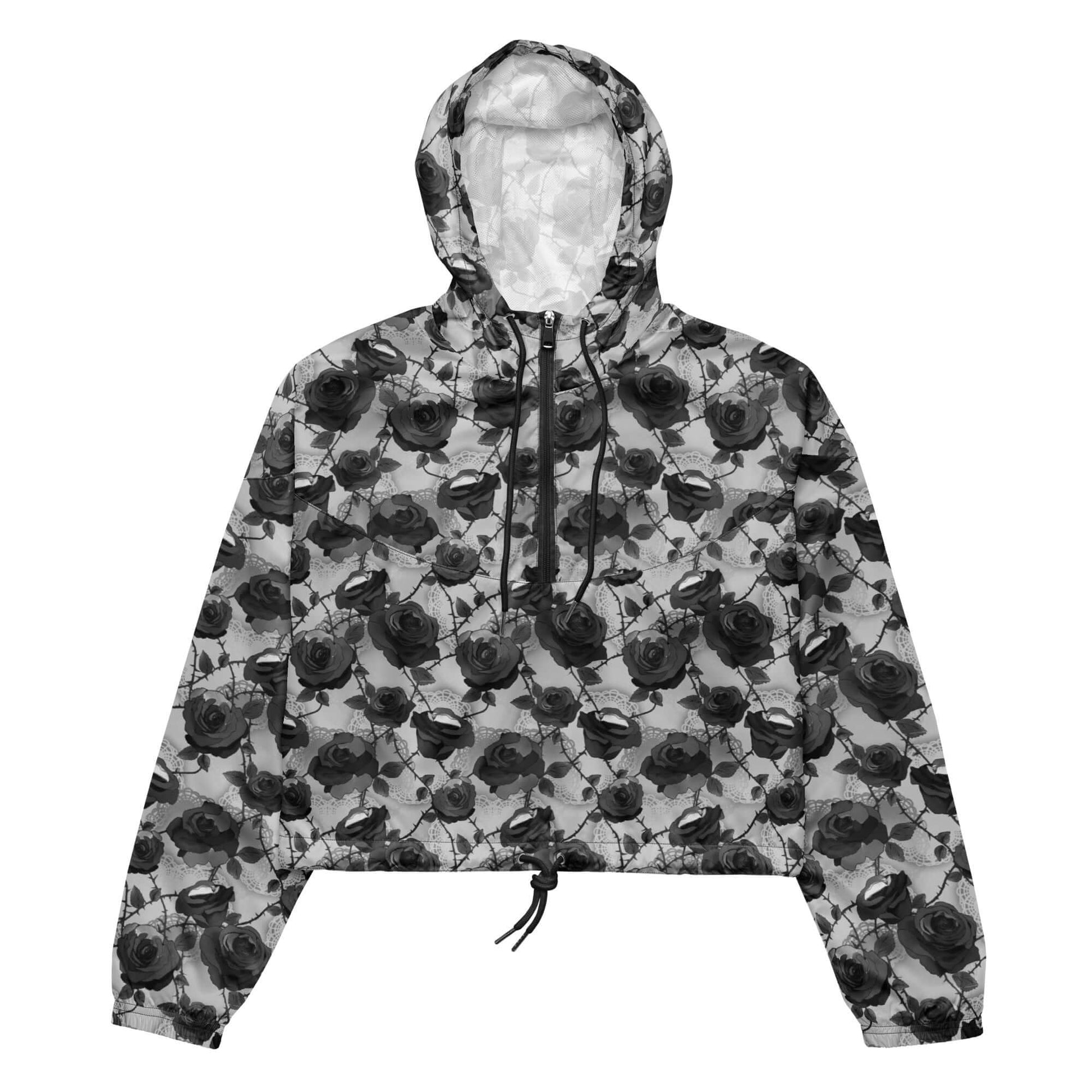 Stylish Enchanted Rose cropped windbreaker with waterproof fabric and adjustable features for any adventure.