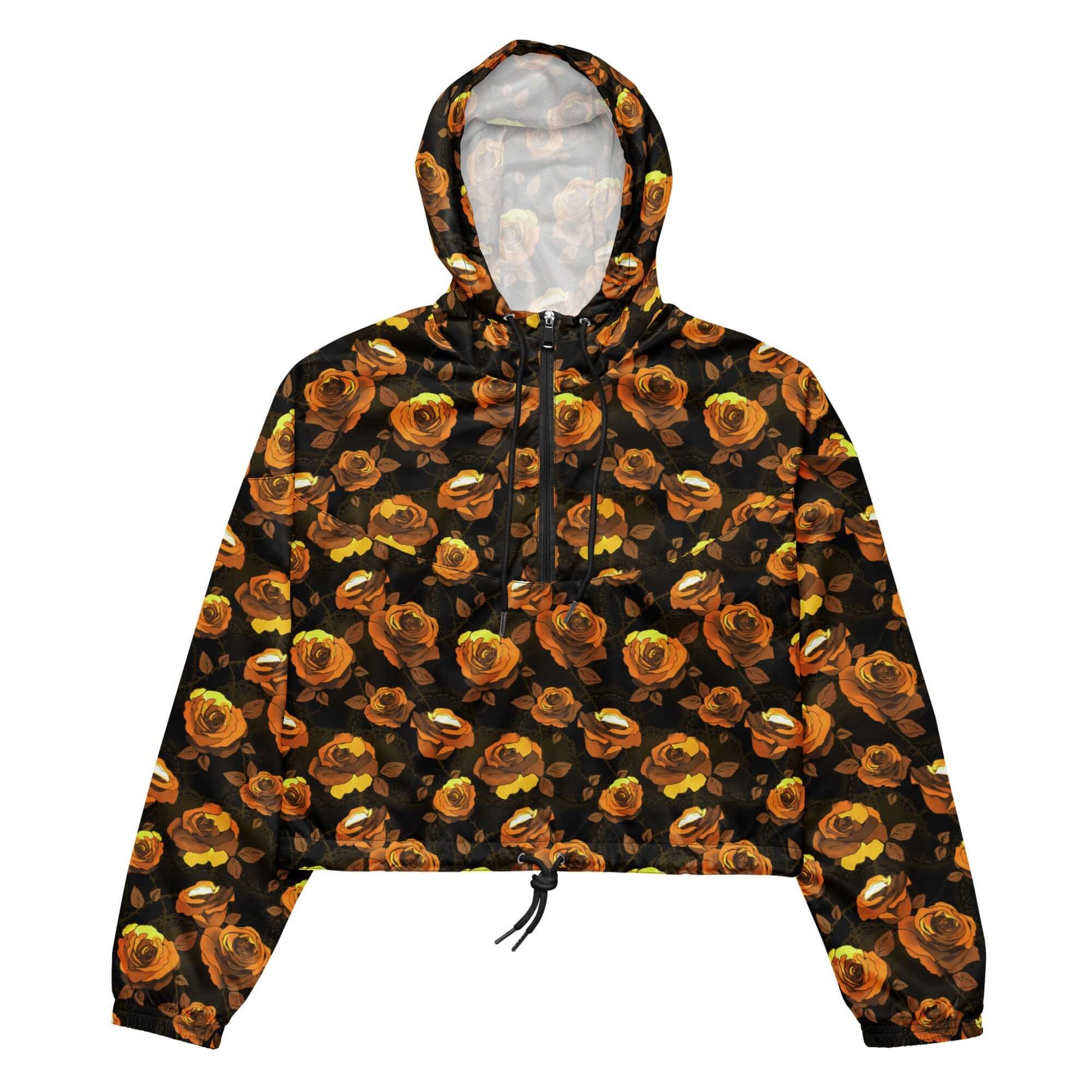Stylish Enchanted Rose cropped windbreaker, waterproof and lightweight, perfect for any adventure outdoors.