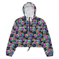 Bright and stylish, the Enchanted Rose cropped windbreaker is lightweight, waterproof, and perfect for any adventure.