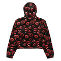 Stylish Enchanted Rose cropped windbreaker with vibrant floral pattern, perfect for lightweight, waterproof adventures.