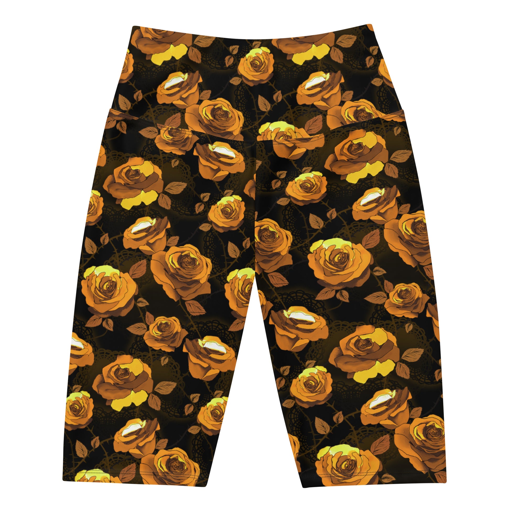 Stylish Enchanted Rose Biker Shorts with floral design, perfect for comfort and a pop of color in your outfit.