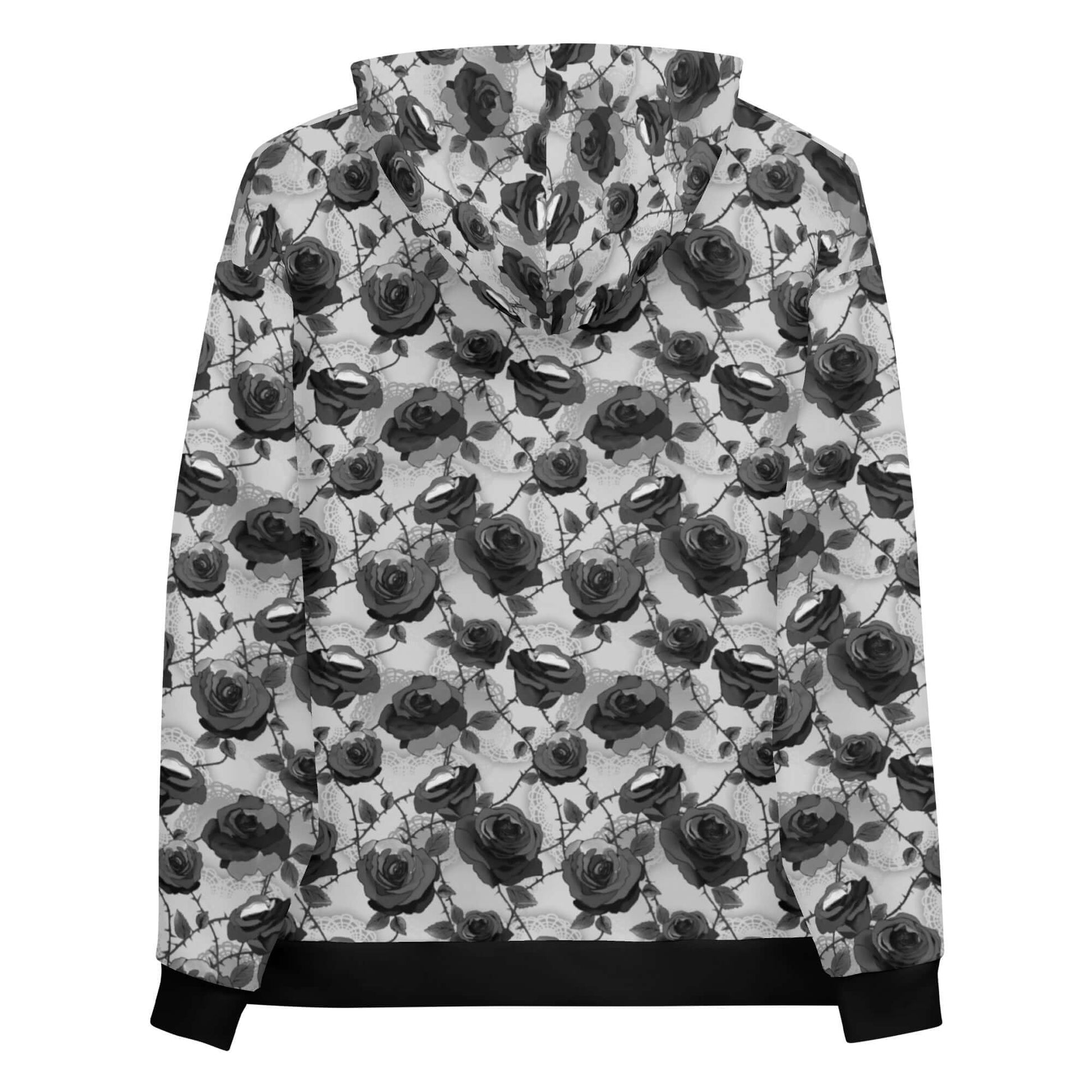 Elevate your style with the Enchanted Rose Hoodie, featuring a vibrant floral print and cozy brushed fleece inside.