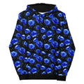 Stylish Enchanted Rose Hoodie featuring vibrant blue rose print, perfect for cozy, relaxed wear. Available now!