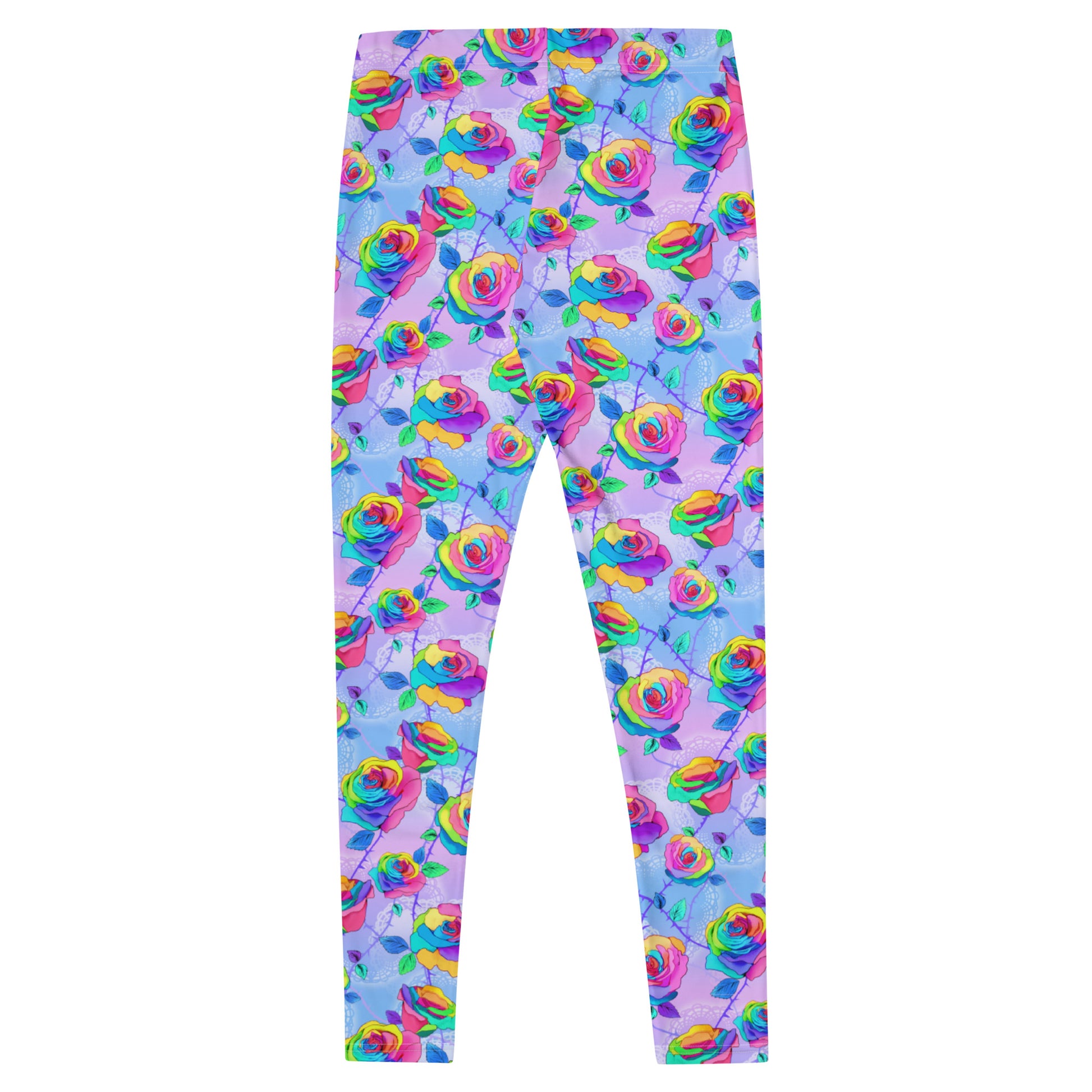 Colorful Enchanted Rose Leggings featuring elegant rose blossoms, perfect for any occasion or workout.