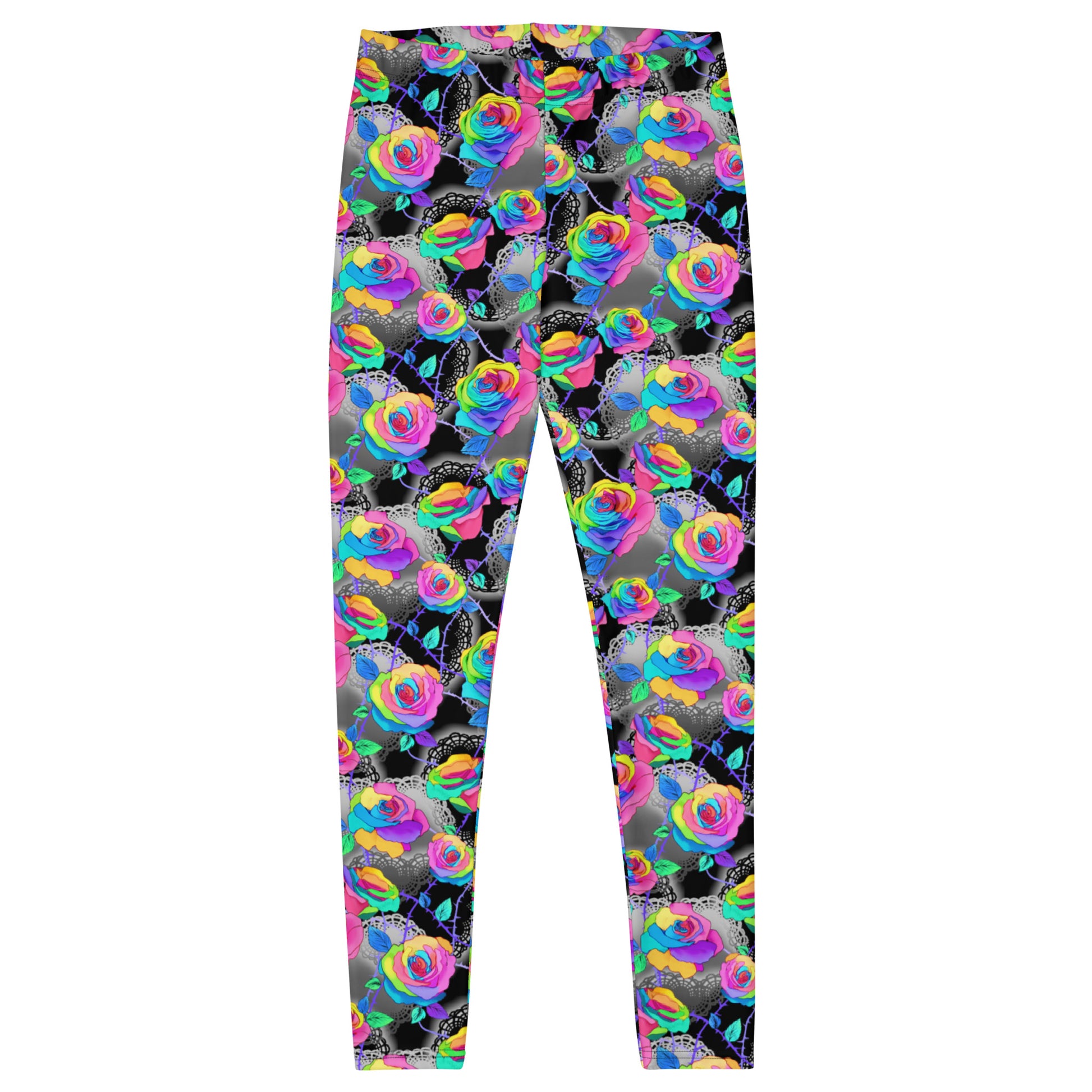 Bright and stylish Enchanted Rose Leggings featuring elegant floral patterns, perfect for gym or casual outings.