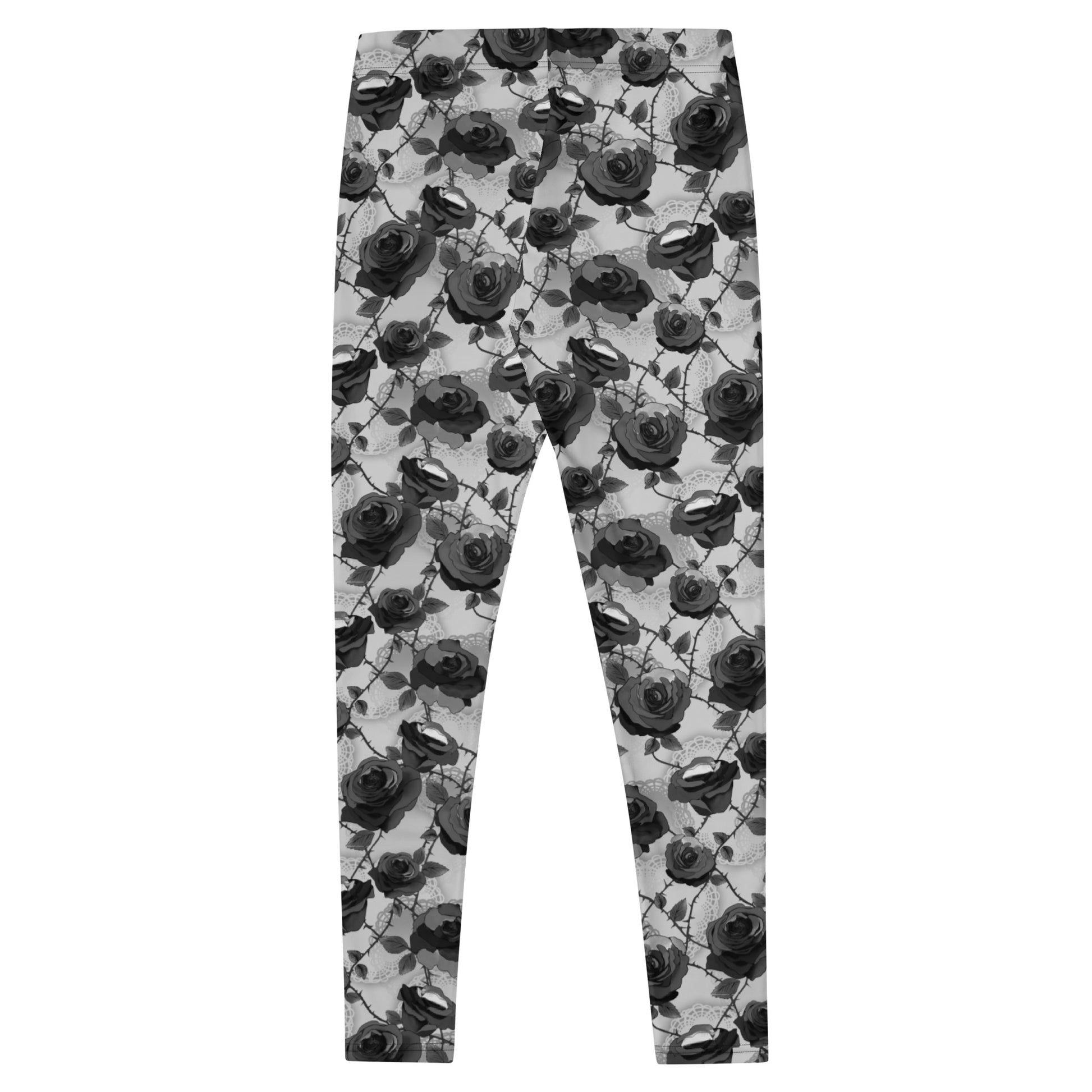 Stylish Enchanted Rose Leggings featuring elegant rose blossoms, perfect for workouts or casual outings.