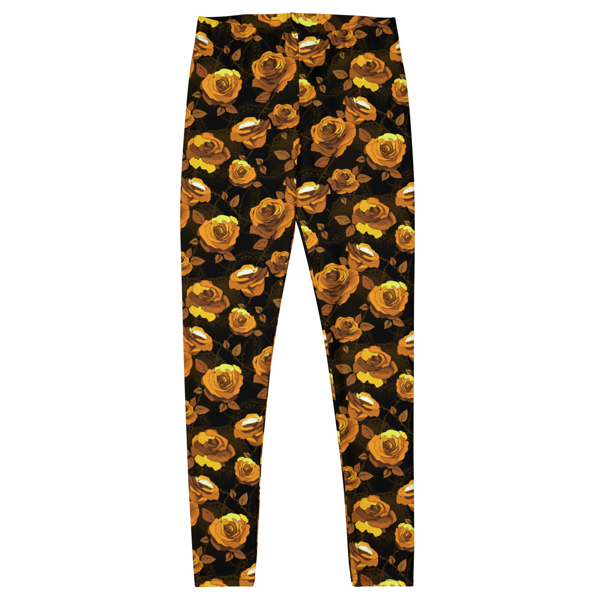 Stylish Enchanted Rose Leggings featuring elegant rose blossoms, perfect for gym or casual outings.