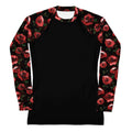 Stylish Enchanted Rose Rash Guard with floral sleeves, perfect for active days protecting against sun and wind.