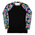 Stylish Enchanted Rose Rash Guard with vibrant floral sleeves, perfect for active days under the sun.