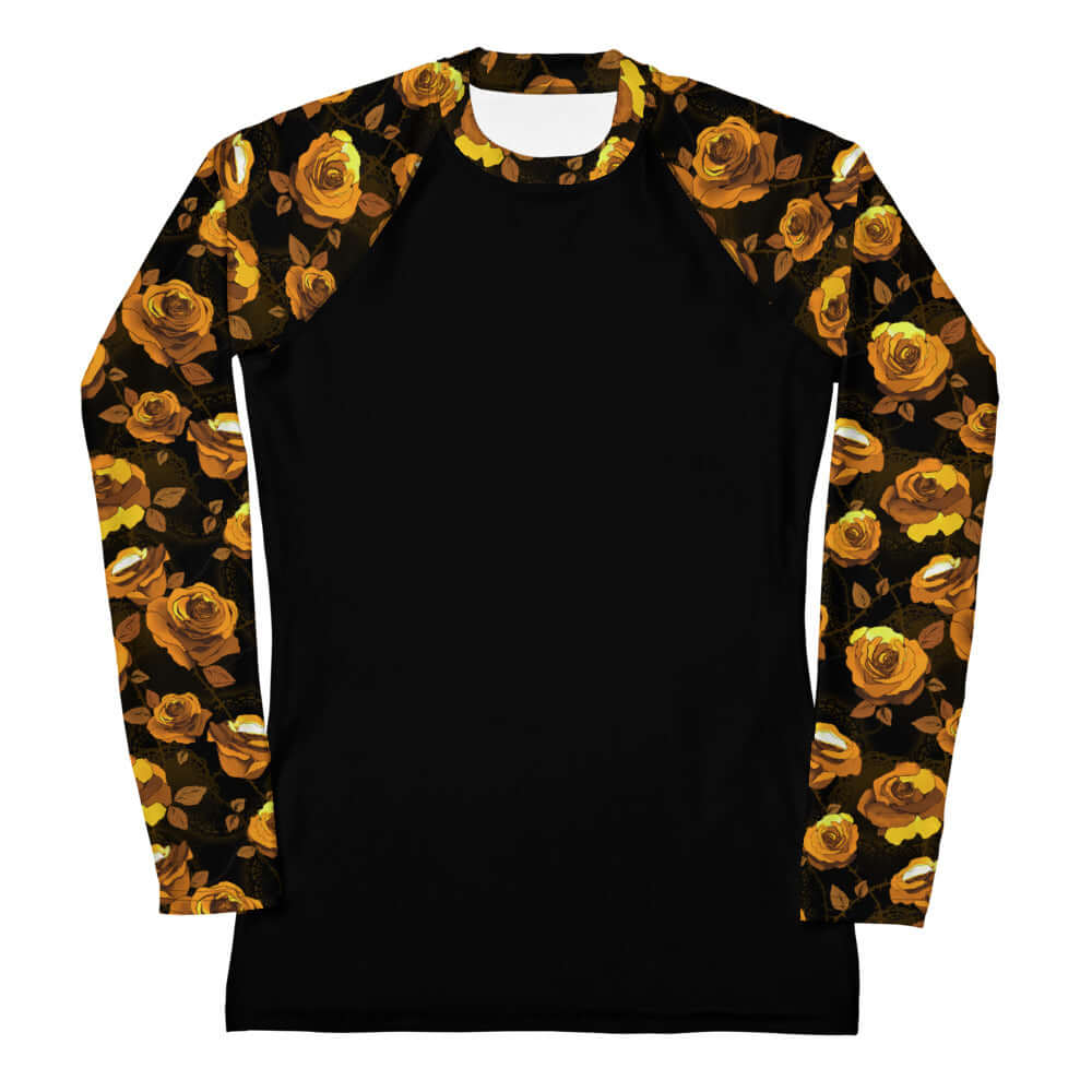 Stylish and protective, the Enchanted Rose Rash Guard features a floral design perfect for active lifestyles.