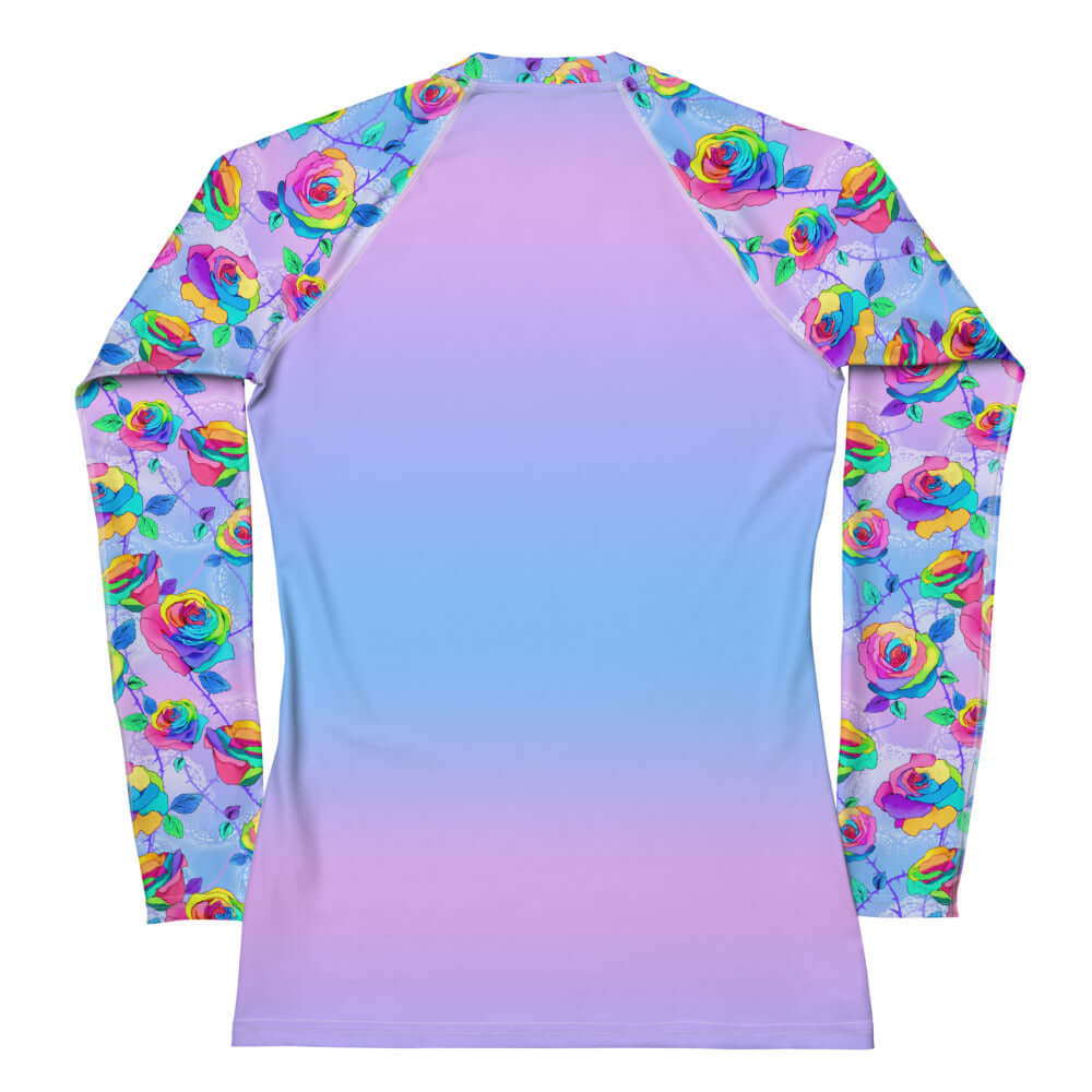 Stay active in style with the Enchanted Rose Rash Guard, featuring vibrant floral design and sun protection.