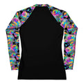 Stylish Enchanted Rose Rash Guard with vibrant floral sleeves, perfect for active pursuits and sun protection.