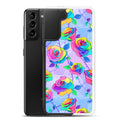 Colorful Enchanted Rose Samsung® Clear Case showcases vibrant floral design, protecting your phone with style.