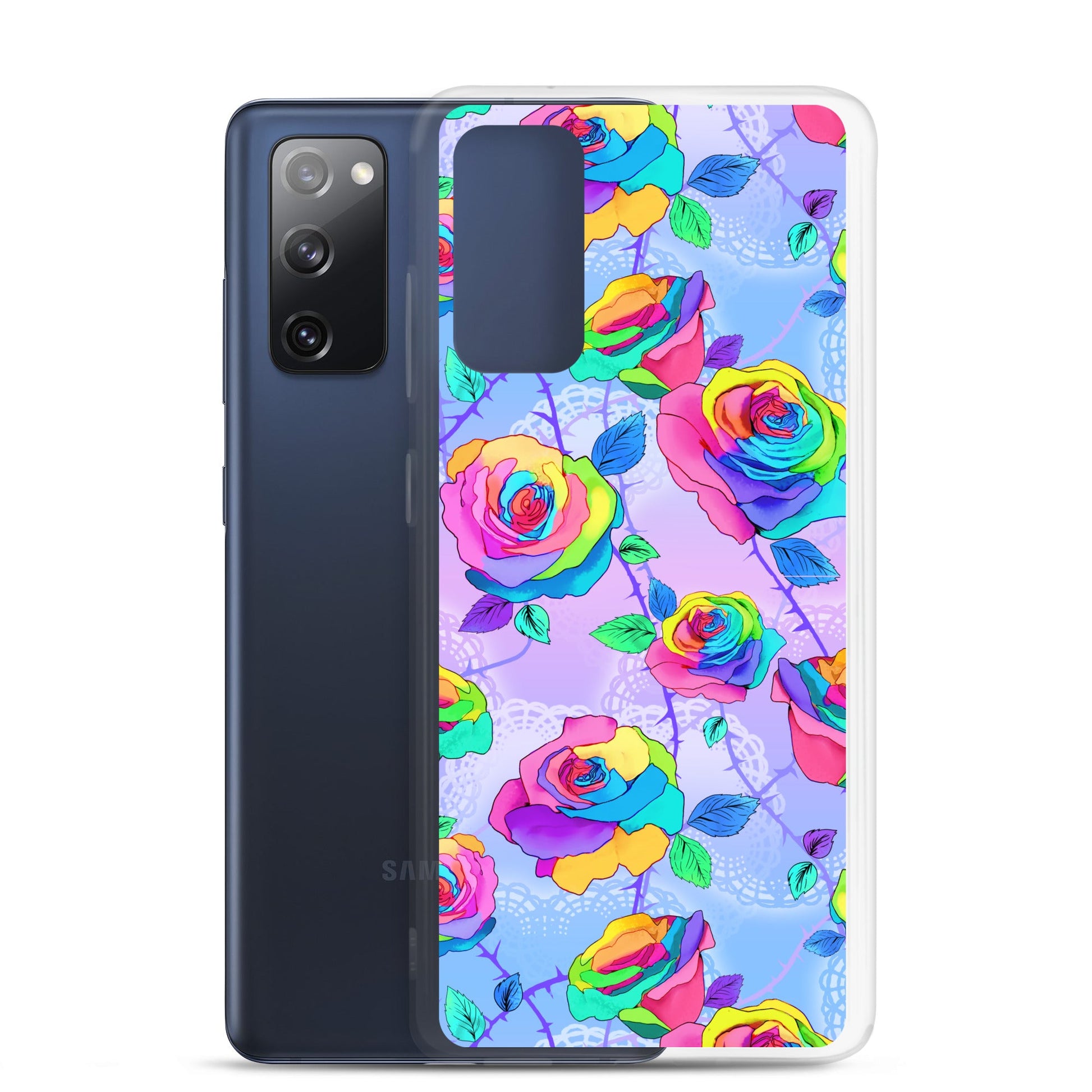 Sleek Enchanted Rose Samsung® Clear Case with vibrant rose design offers protection from scratches and dirt.
